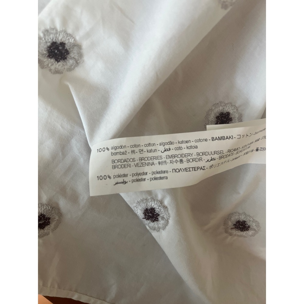 Zara White Poplin Ruffled Midi Dress Medium White Embroidered Floral - Picture 7 of 9